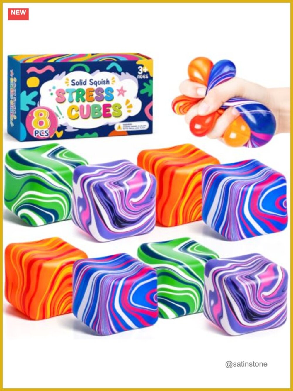 8 Pack Stress Cube Squishy Toys Slow Rising Fidget Sensory Relief